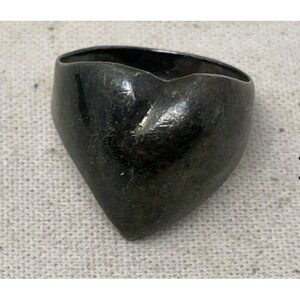 925 Sterling Silver Puffy Heart Ring Size 7.75 Large Domed Chunky Statement 4.2g